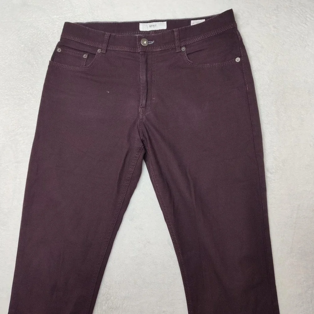 BRAX Jeans Mens 33x34 Purple Cooper Straight Dark Wash Stretch Logo 5 Pocket